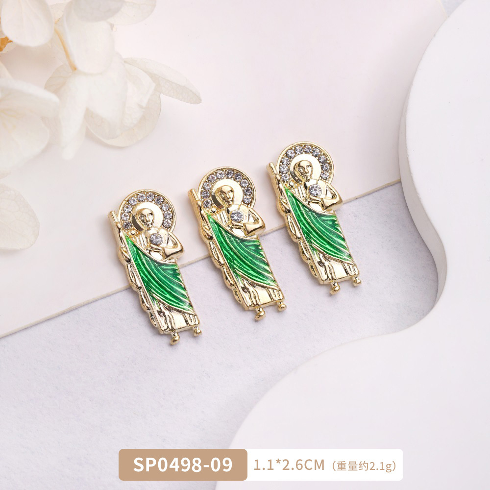 Arte de uñas transfronterizo Jesús accesorios de metal DIY vintage metal aleación uñas arte joyería europea y americana Luz de lujo accesorios con diamante