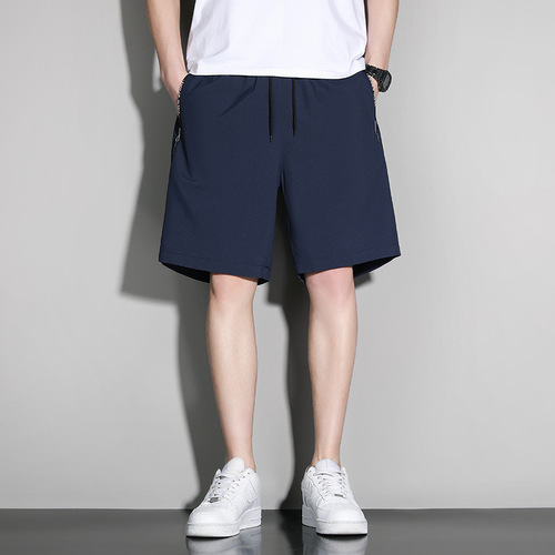 Trendy men's loose fit five-pocket ice silk thin quick-dry casual pants for sports and fashion