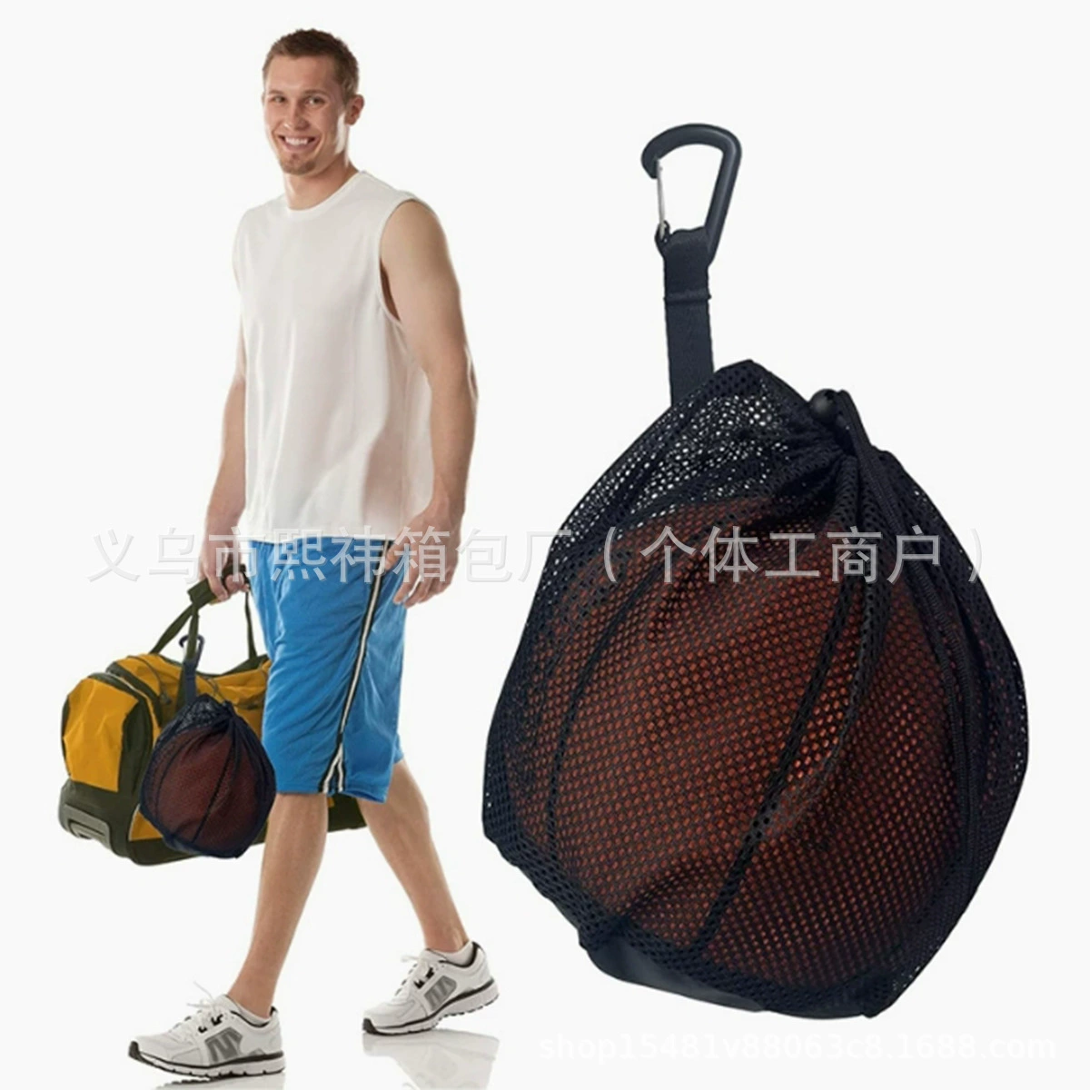 Хит продаж: сумка для хранения баскетбольных мячей, дышащая и износостойкая сетчатая ткань, портативный дизайн на шнурке, универсальная сетчатая сумка для мячей