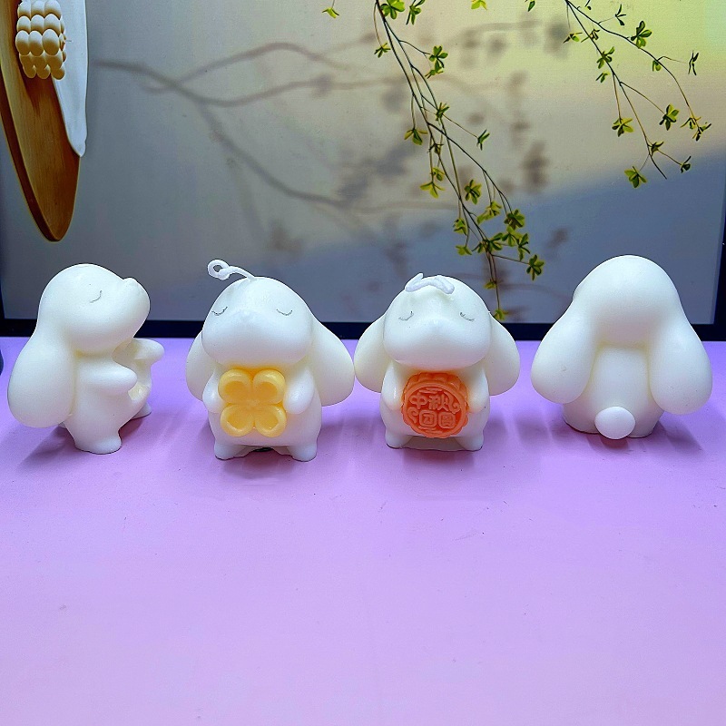 兔子香薰蜡烛硅胶模具DIY桂花兔月饼兔中秋节兔子香薰石膏烘焙模|undefined
