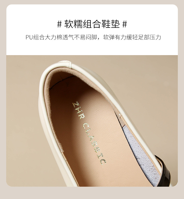 Giày Mary Jane nữ quai ngang cổ điển, gót vuông, mũi nhọn — AW107 mét Đen chi tiết 13
