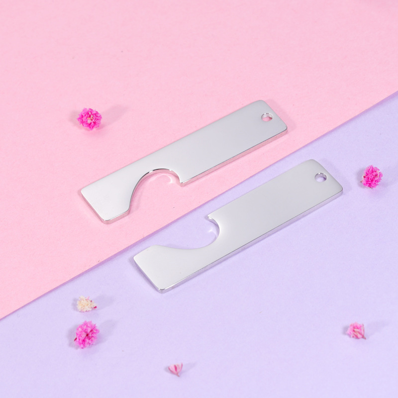 DIY Jewelry Accessories Classification 1 Set 50*12.5mm 304 Stainless Steel PVD Coated Real Gold Plated Customization Laser Engraving Heart Shape Rectangle Pendant DIY Jewelry Accessories