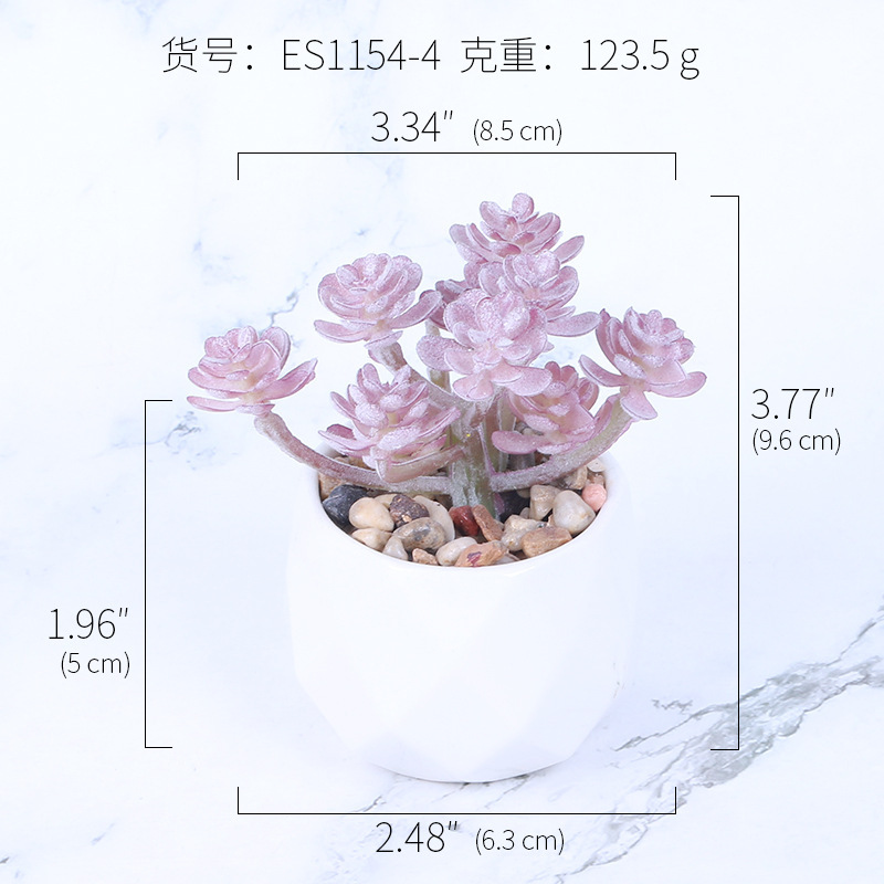 Maceta de cerámica para suculentas artificiales de oficina, mini suculenta rosa, taza de diamante, gran venta, entrega instantánea, irrompible, alta simulación.
