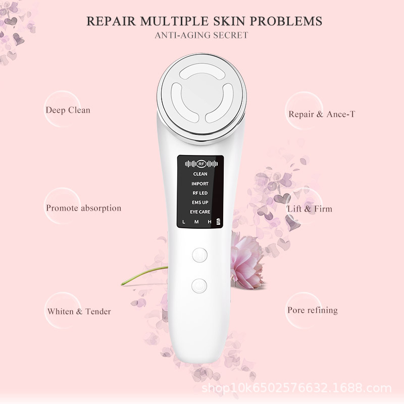 Cross-border hot-selling facial massager, red and blue light skin rejuvenation essence introduction device, facial cleansing and exporting face slimming beauty device