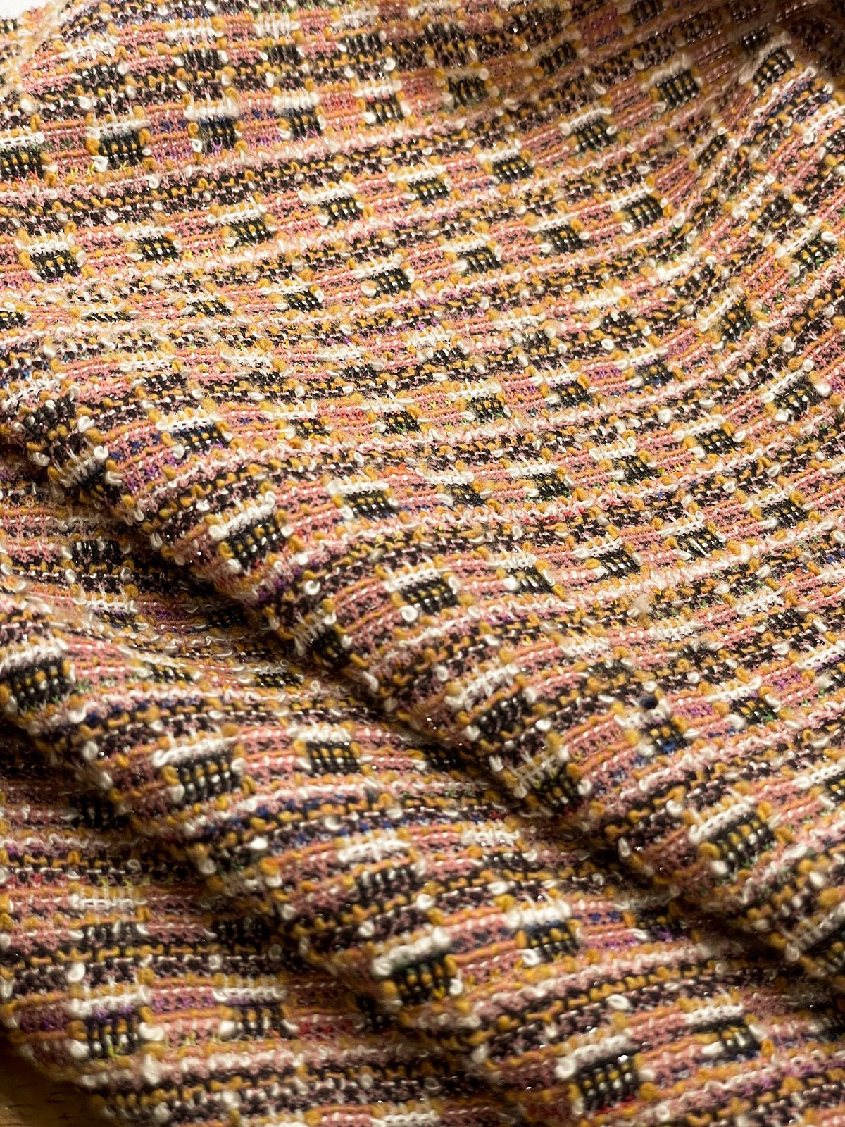 秋冬小香风针织格子时装面料花束包装西装外套箱包格纹面料批发