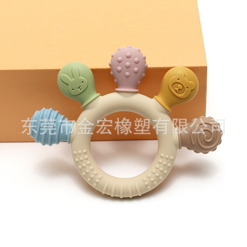 跨境多色手掌牙胶 食品级可啃咬磨牙棒0-3岁 婴儿安抚玩具新生儿|undefined