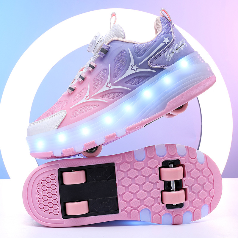 Four-Wheel Fully Automatic Roller Shoes 2026 New Model Cross-Border Hot-Selling Roller Shoes Student Flying Shoes Popular Wheel Shoes