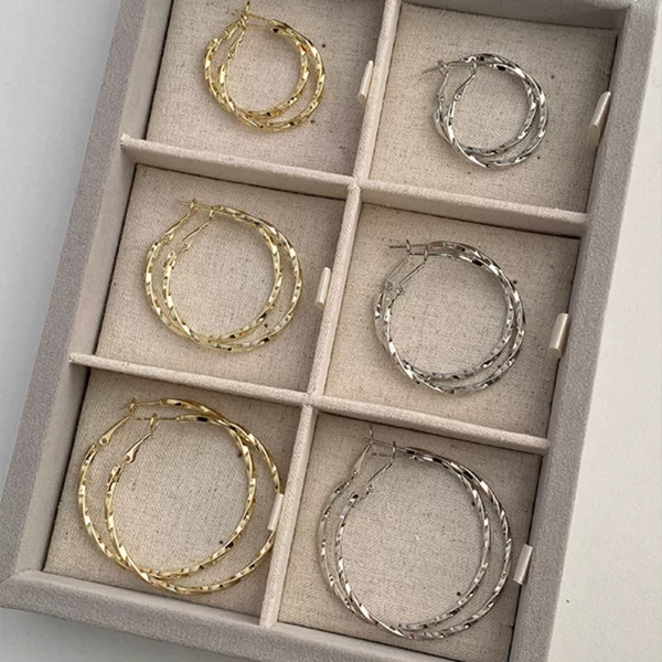 Minimalist Versatile Multi-Faceted Circle Earrings, Twisted Large Hoop Earrings, Niche Design, European and American High-End Style Earrings for Women