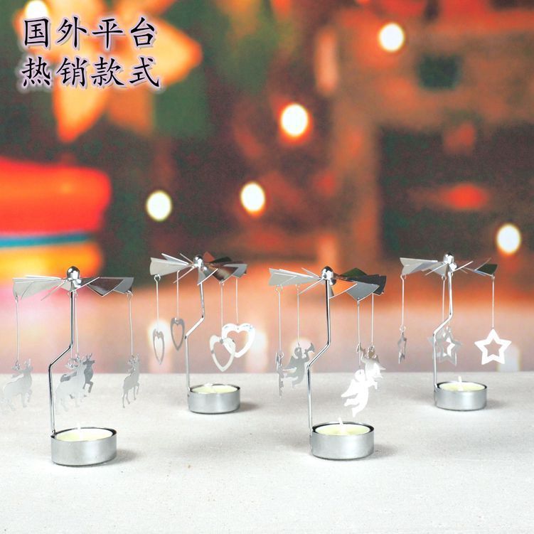 走马灯旋转烛台浪漫烛光少女心香薰蜡烛节日创意梦幻礼物复古摆件|undefined