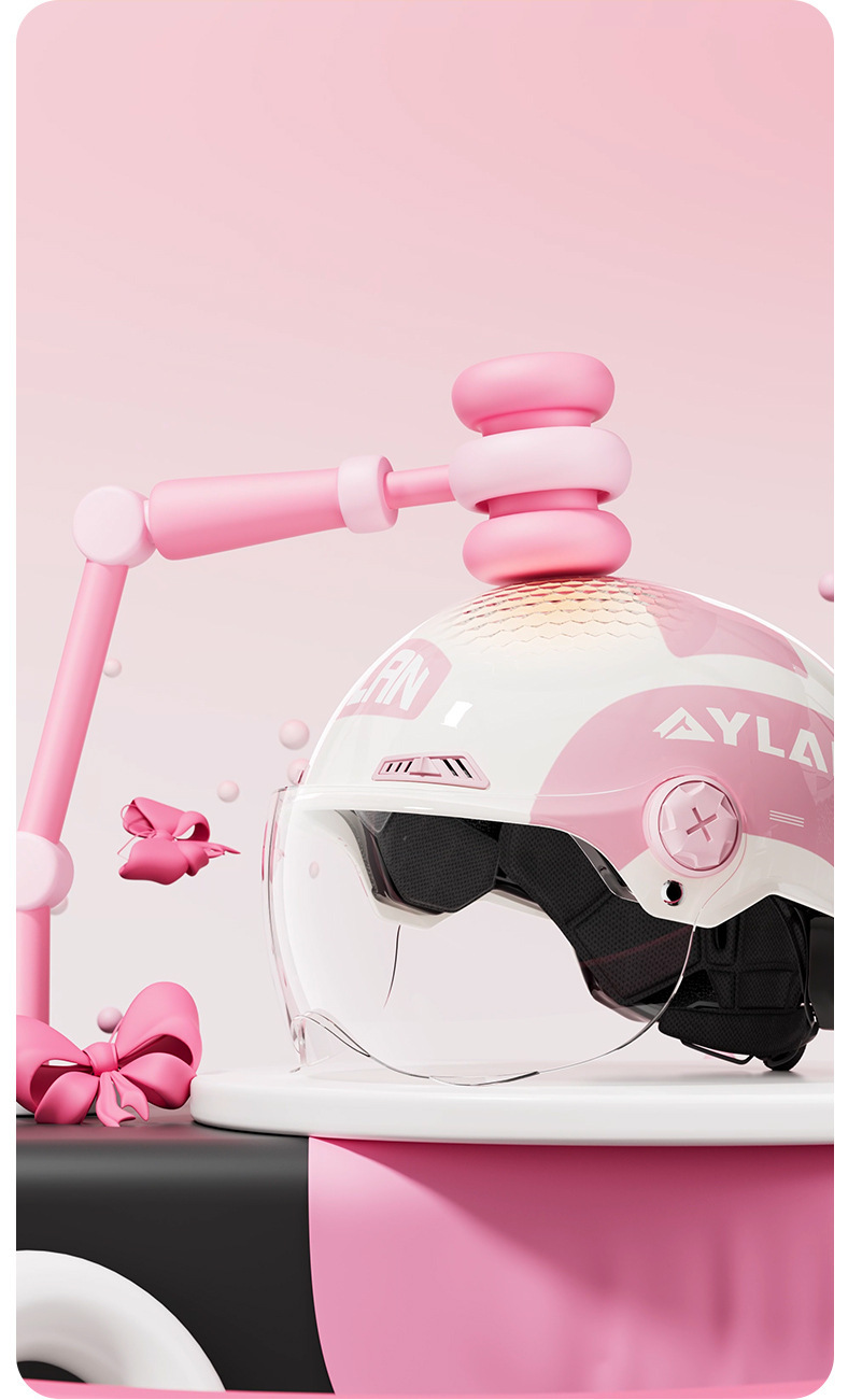 Factory Direct Sale of Yinglan Helmets 666, Large Floral Design for Women, Cute Ears, 3C Certified, Sun Protection, Electric Vehicle Half Helmet, Safety