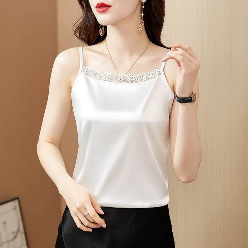 Acetic Acid Satin Vest Sling Women's Summer 2025 New Suit Suit Outer Wear Inner Tops Small Shirt