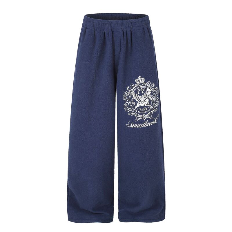 C1030 High Street Retro Street Style Unisex Printed Design Men's Loose Wide-Leg Fleece Sweatpants C1030 High Street Retro Street Style Unisex Printed Design Men's Loose Wide-Leg Fleece Sweatpants