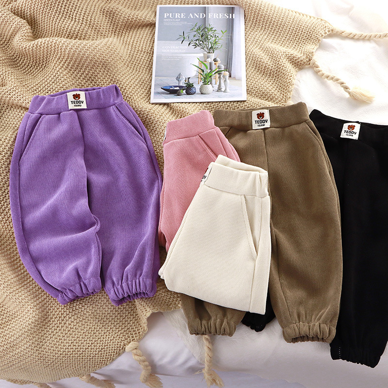 Children's Double-Layer European Velvet Sweatpants Spring and Autumn Boys' Sweatpants Pants Girls' Winter Casual Children's Pants Wholesale Fashion