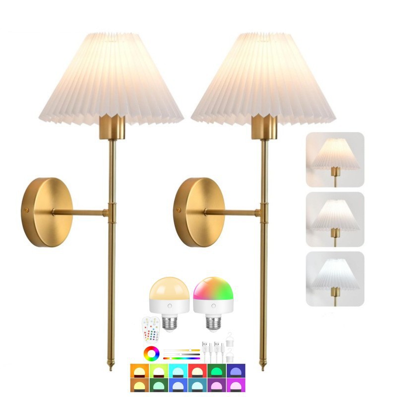 Luz de pared sin cableado transfronteriza americana dormitorio cabecera de cama luz de atmósfera decoración de sala de estar cubierta de lienzo recargable lámpara de pared atenuable