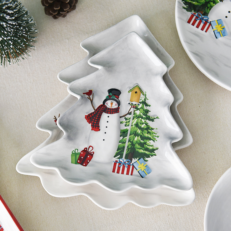 Nórdico país Navidad muñeco de nieve árbol de Navidad plato árbol creativo plato postre plato bandeja vajilla