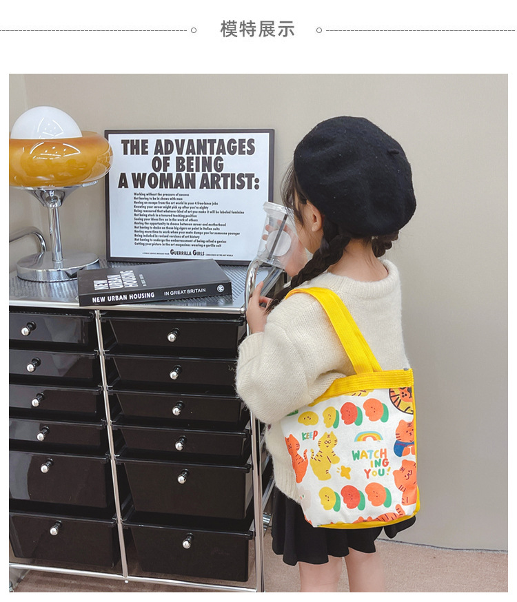 New gift packages: Instagram cute cartoon tiger, new bucket bag, hand-held canvas bag, and girlish round bucket bag Item Picture