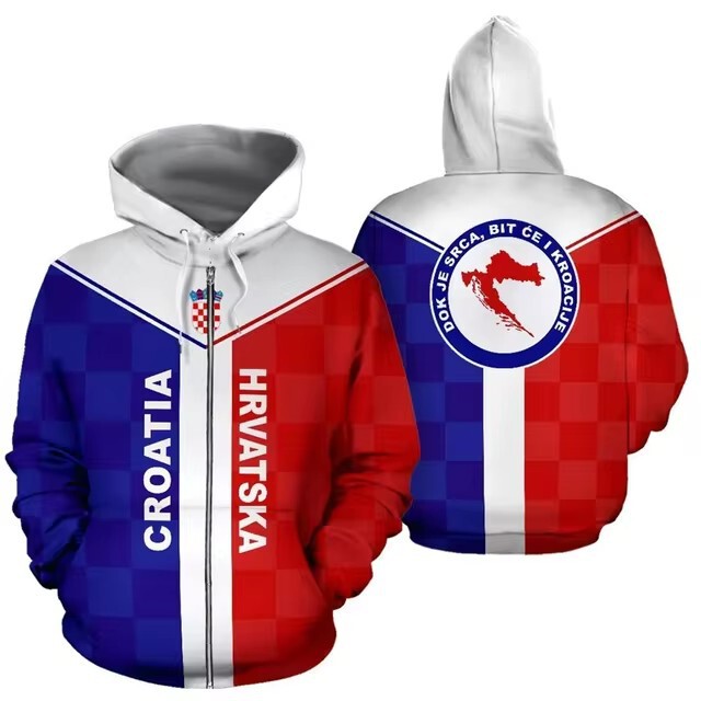 Croatia 3d digital printing zipper hat undershirt women's casual sports pullover 2024 cross-border hot money Croatia 3d digital printing zipper hat undershirt women's casual sports pullover 2024 cross-border hot money