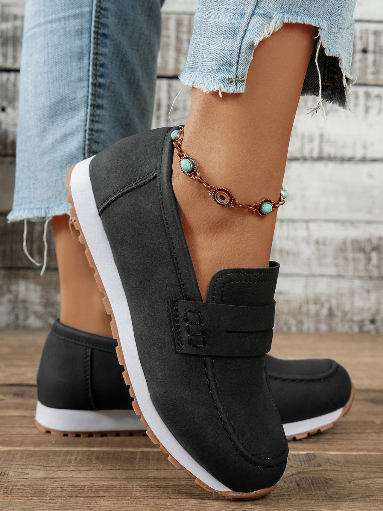 Comfortable Plus Size Women's Running Shoes Spring British Style Loafers Thick Soled_voghion.com