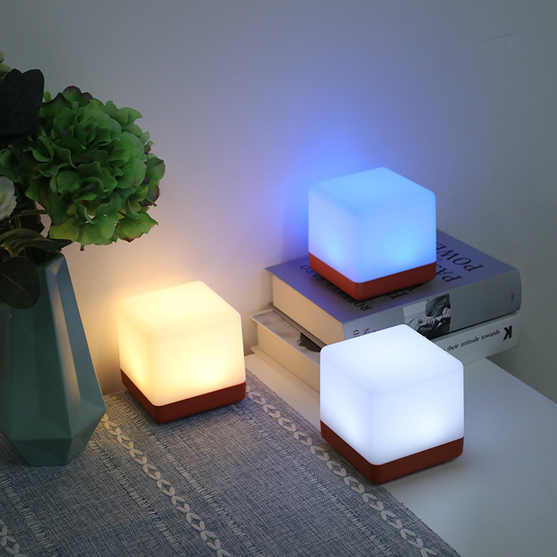 スクエアled電気スタンド充電テーブルライトバーレストランカフェデスクトップ雰囲気装飾クリエイティブカラフルナイトライト|undefined