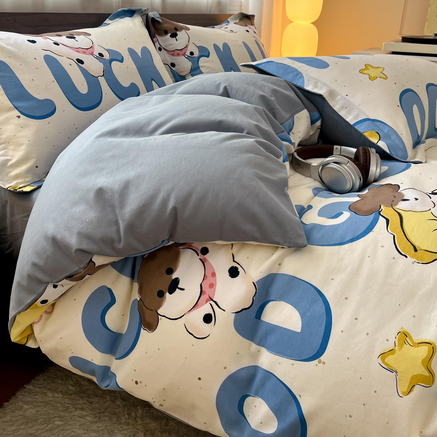 Algodón grueso de cuatro piezas, sábanas de algodón lavado con agua, dormitorios de estudiantes, tres piezas