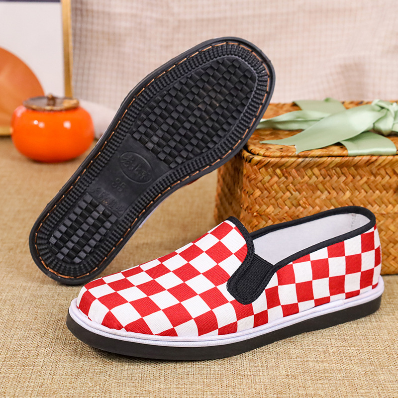 Zapatos de trabajo zapatos de trabajo cómodos inferiores zapatos de tela antideslizantes bajos para las mamás zapatos de lona para las mamás zapatos de mujer tendón de ternera casual resistente al desgaste