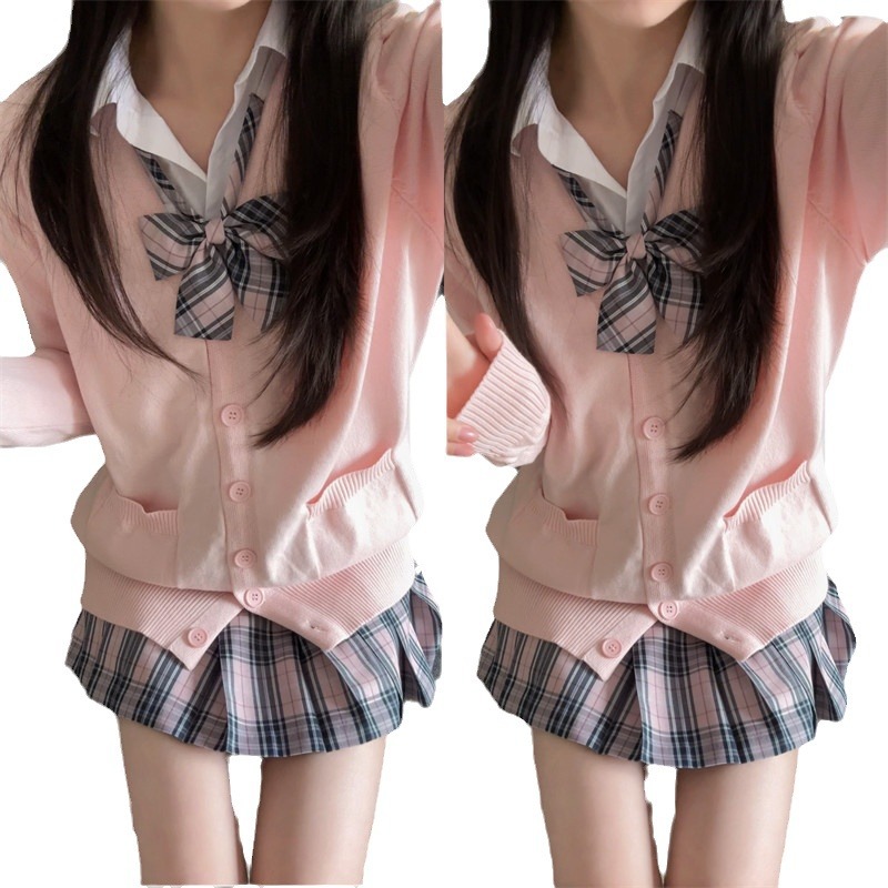 JK 유니폼 이른 가을 스웨터 카디건 일본 기본 대학 스타일 스커트 긴 소매 스웨터 학교