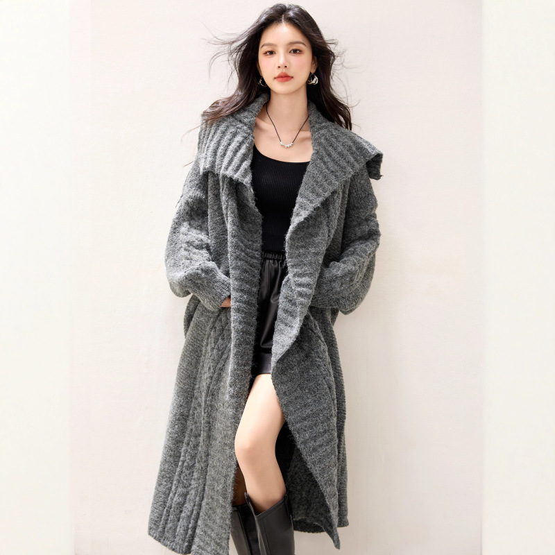 长款毛衣开衫外套女2025秋冬新款宽松慵懒风高级感长袖针织衫上衣|undefined