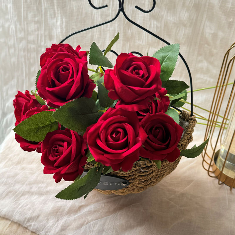 Artificial Rosa sola franela Rosa flor artificial boda decoración del hotel decoración del hogar arreglo de flores flor artificial Rose