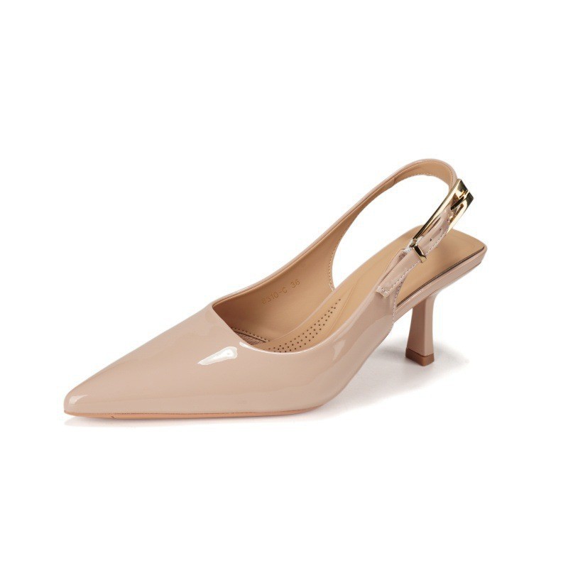 Personality Stiletto Heel [Little Gold Bar Series] New Summer Pointed Toe Stiletto Heel 5.5cm Toe Protector Cotton [No Returns or Exchanges]