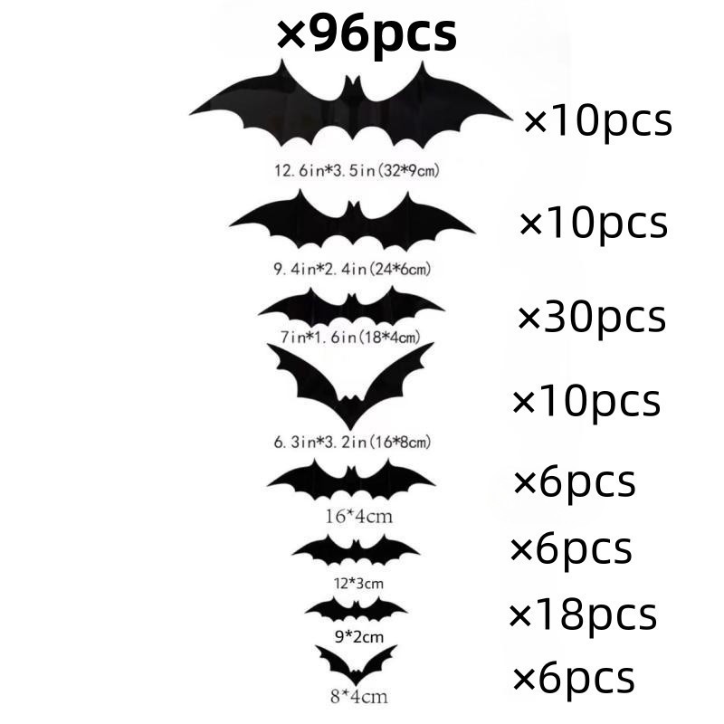 Transfronterizos Halloween PVC Bat Stick Set Black Bat Stick Wall Glass Stick Halloween Party Decoration Bat