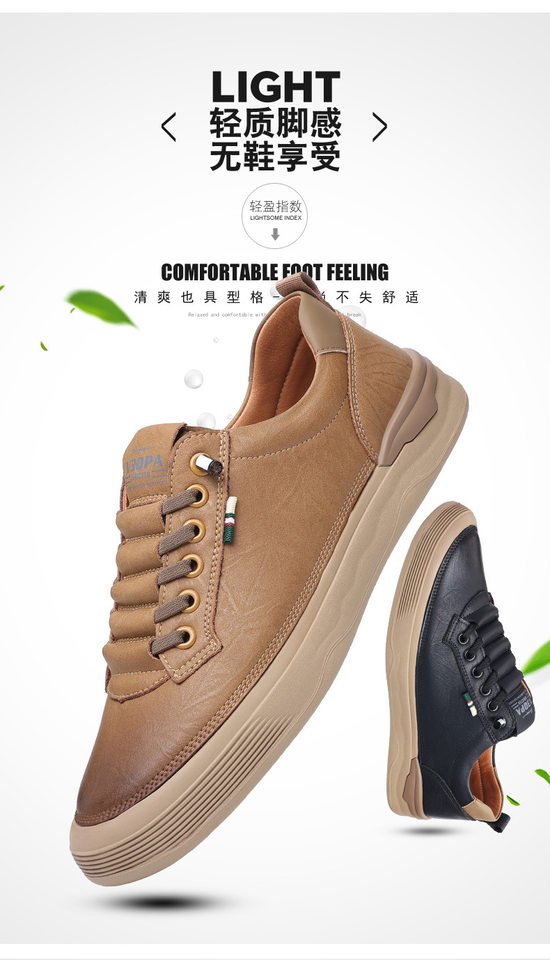 Giày lười nam da bò thoáng khí kiểu mới mùa xuân, đế bệt mũi tròn — PZ8091 kaki, PZ8091 màu đen chi tiết 8