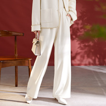 水墨佳人秋冬新款羊毛长款显瘦慵懒风女款通勤宽松直筒休闲裤1205