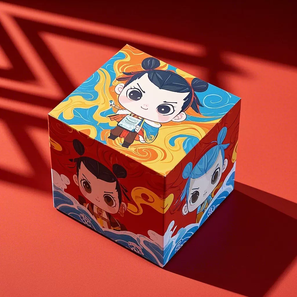 网红哪吒主题盲盒幸运盲盒空盒包装礼盒抽奖卷刮刮卡创意抽奖道具