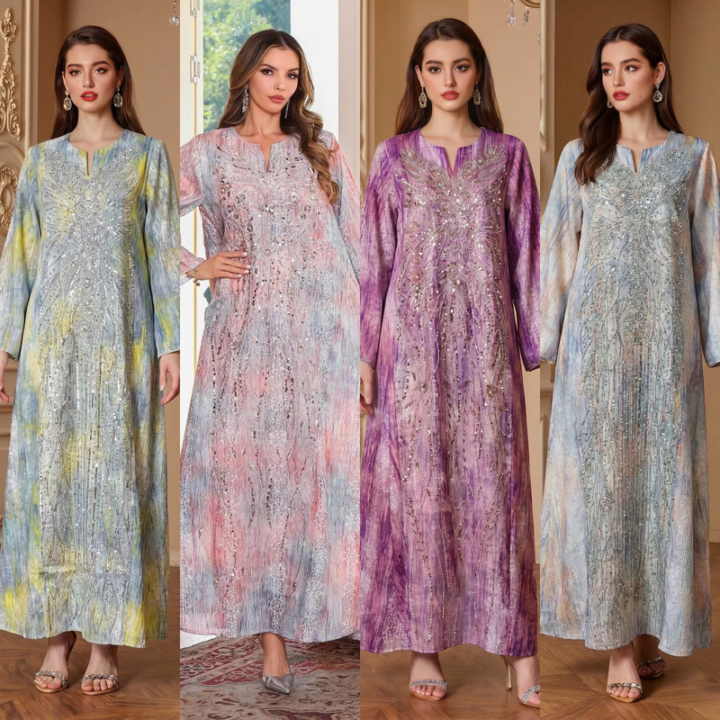 In-Stock Embroidered Rhinestone Robe, Summer Thin Breathable Long Gown, Luxury Women's Dress for Banquets and Parties In-Stock Embroidered Rhinestone Robe, Summer Thin Breathable Long Gown, Luxury Women's Dress for Banquets and Parties