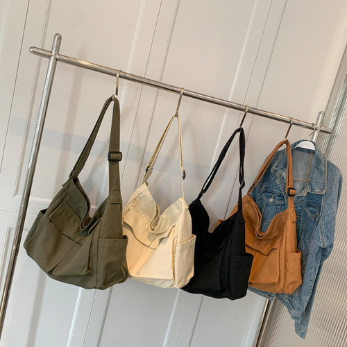 Large capacity canvas bag women's ins trend brand girl's shoulder crossbody bag casual western style cross-border women's backpack