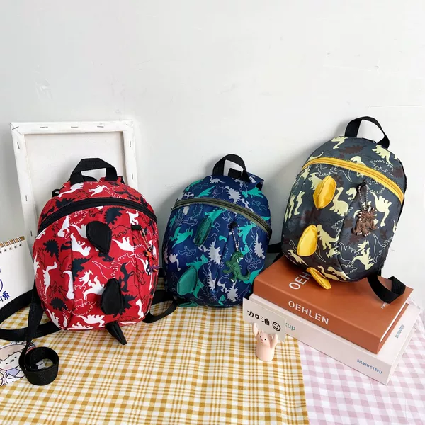 Dinosaur Pattern Kidsren's Backpack, Kindergarten School Bag, Fun and Cute Nylon Baby Backpack for Boys and Girls to Travel with