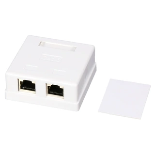 超五类/六类双口FTP桌面盒 cat5e/cat6屏蔽接线盒 RJ45网络桌面盒