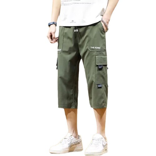Men's Summer Ultra-Thin Trendy Work Pants, Loose Ice Silk Sports Casual 7-Inch Shorts