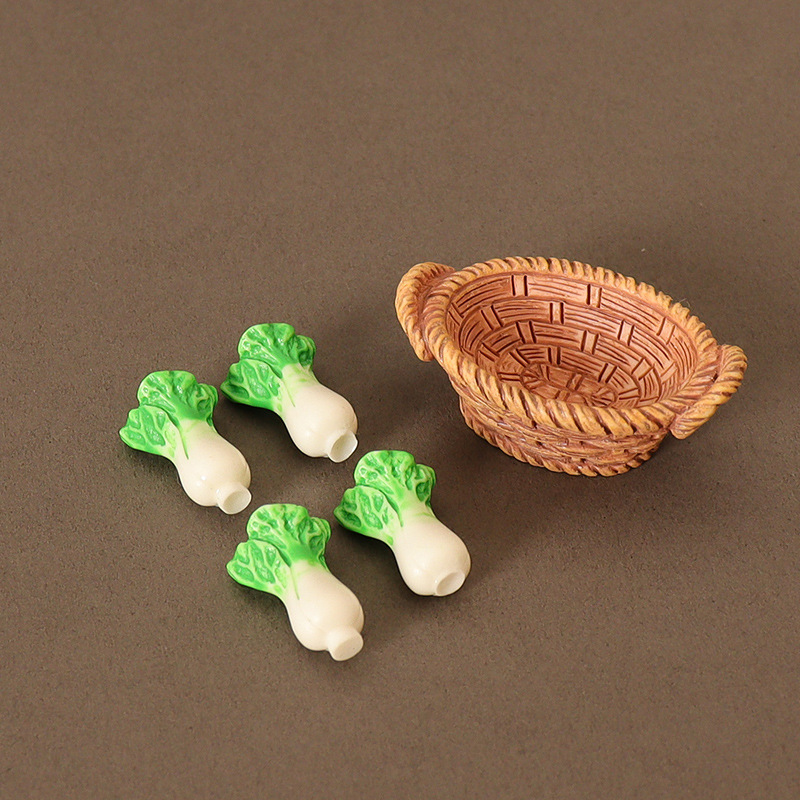 Dollhouse miniatura mini rábano pimienta col cesta de verduras alimentos y jugar modelo accesorios cocina bricolaje