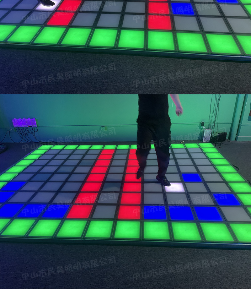 led跃动格子方块脚踏游戏互动地砖灯厂家网红密室逃脱方形地砖灯-阿里巴巴