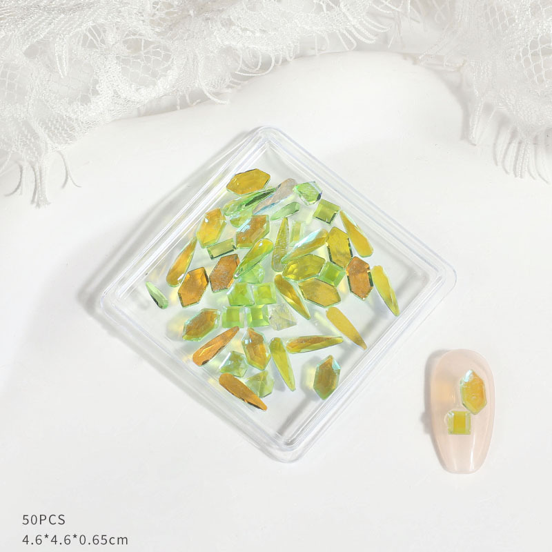 Explosión de accesorios de diamante aurora de manicuras en 2023 nuevo red mezclado medio círculo superbrillante decoración de uñas de piedra