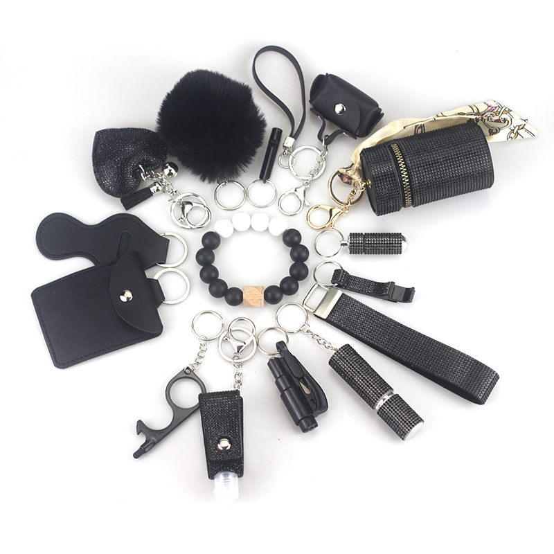 Solid Color, Self-defense Pattern 1 Set Self-defense Original Design Self-defense Solid Color Self-defense Pu Leather Self-defense Bag Pendant Self-defense Keychain