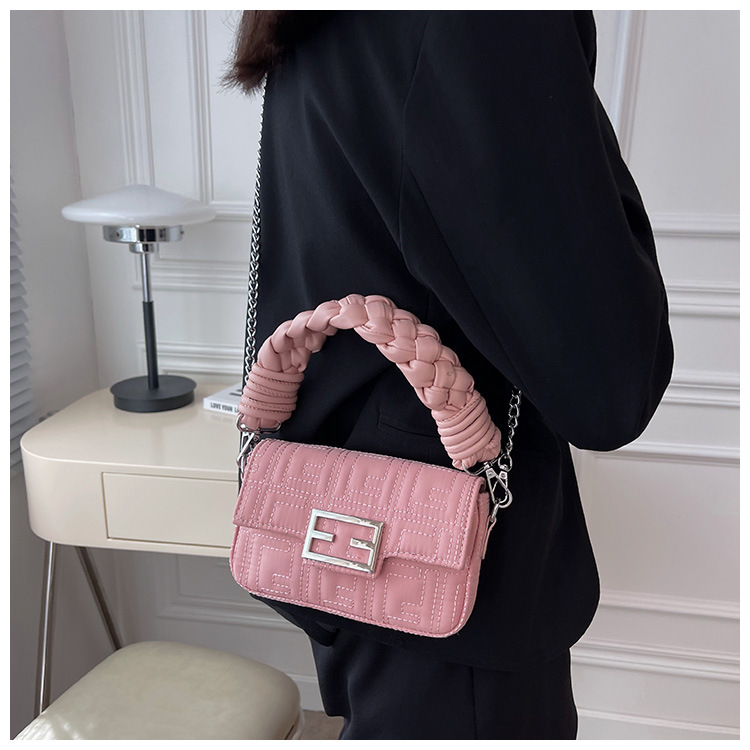 Fashion Solid Color Design Embroidery Thread Underarm Small Square Bag display picture 2