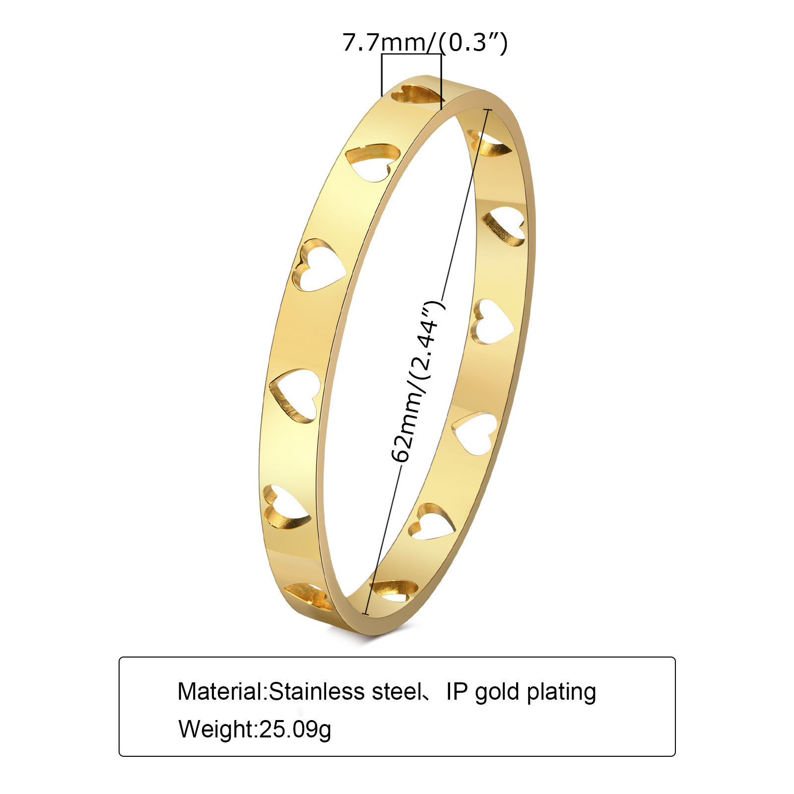 Simple Style Solid Color Stainless Steel Bangle Plating Hollow Out Stainless Steel Rings