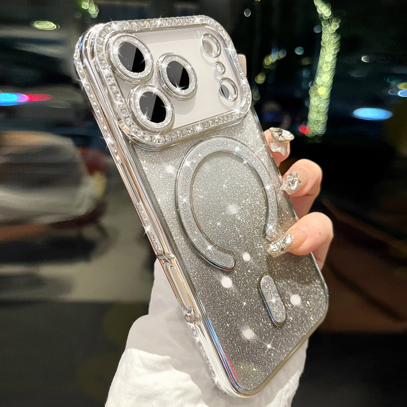 适用iphone17ProMax闪钻闪粉渐变手机壳苹果17磁吸高端防摔保护套|undefined