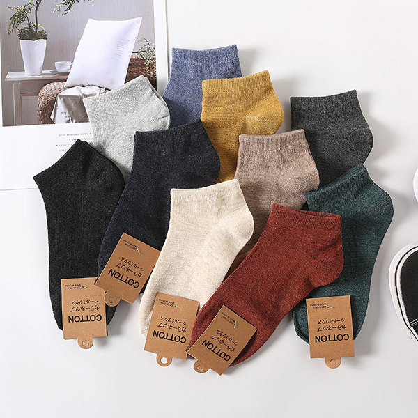 Men's solid color retro breathable socks