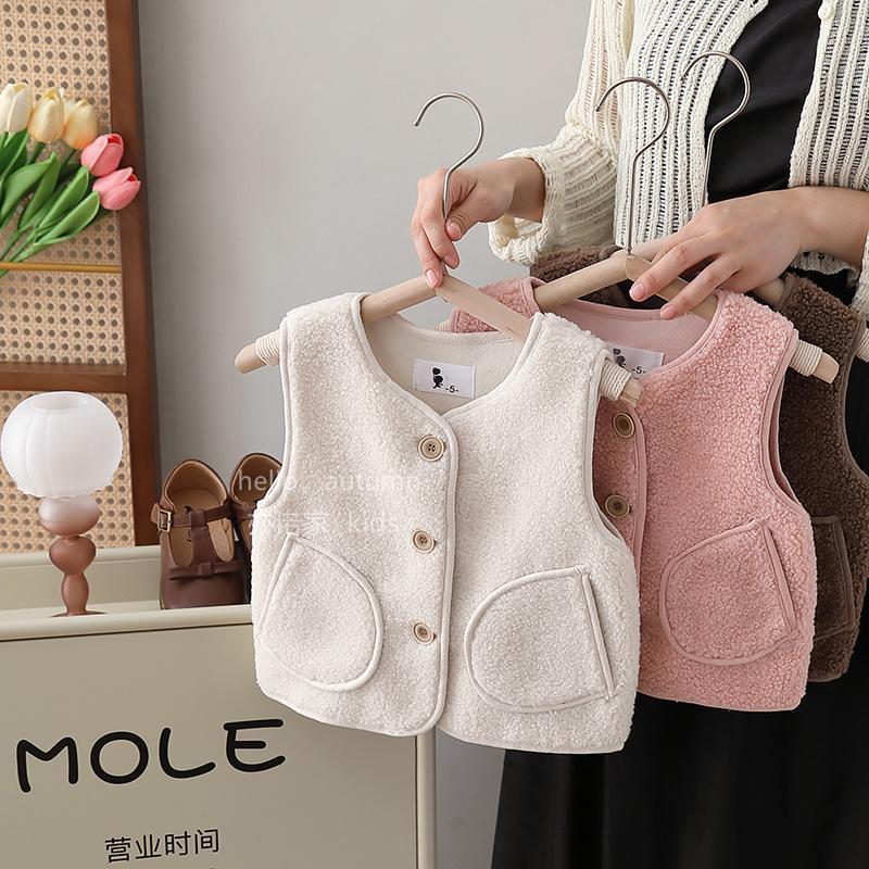 Chaleco de bebé 2023 Otoño e Invierno nuevos niños y niñas chaleco forrado de lana de cordero bebé invierno cálido chaleco ESTILO OCCIDENTAL