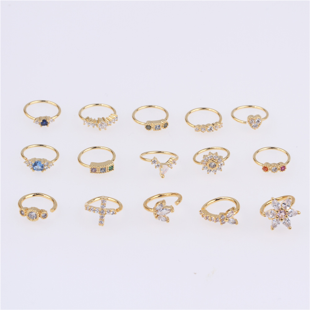 Simple Style Round Heart Shape Flower Metal Plating Inlay Zircon Nose Ring 1 Piece display picture 2