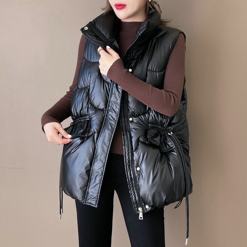 Chaleco de mujer para invierno, chaleco acolchado con cordón_voghion.com