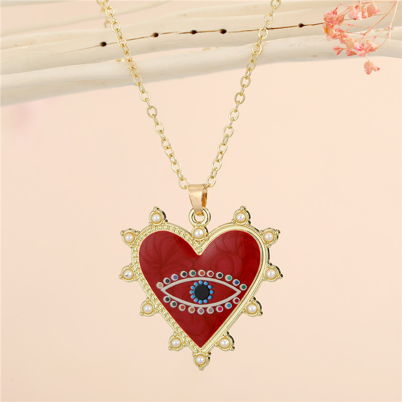 Collar Con Colgante De Corazón Con Diseño De Ojo De Diablo De La Suerte De Diamantes De Imitación Bohemios display picture 7